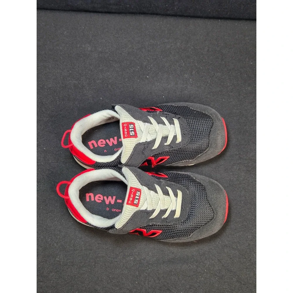 New Balance 515 Kids Sneakers Black Red Hook Loop NW515KBR Size 9 US